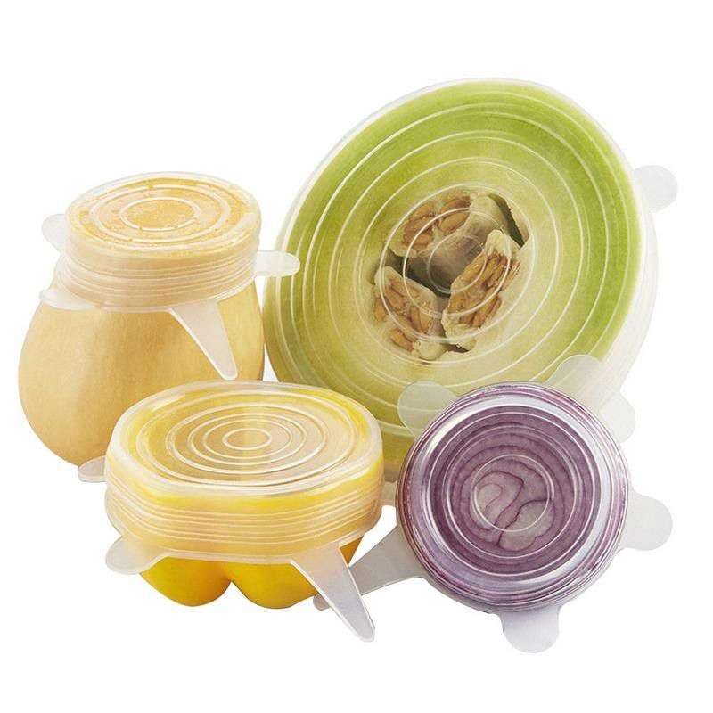 Silicone stretchable reusable lids - Set of 6