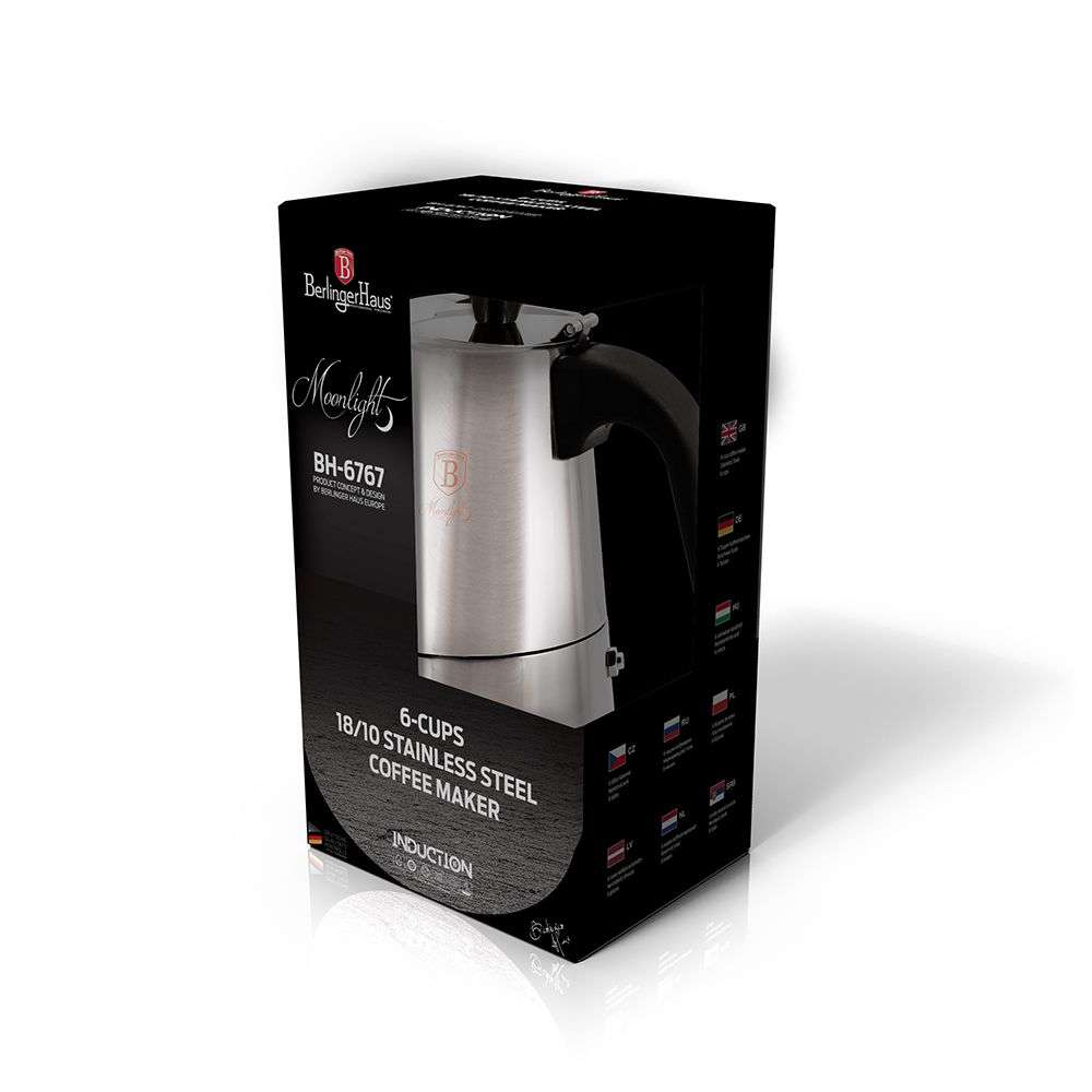 Berlinger Haus 6-Cup Stainless Steel Induction Bottom Coffee Maker - Moonlight (DISPLAY MODEL)