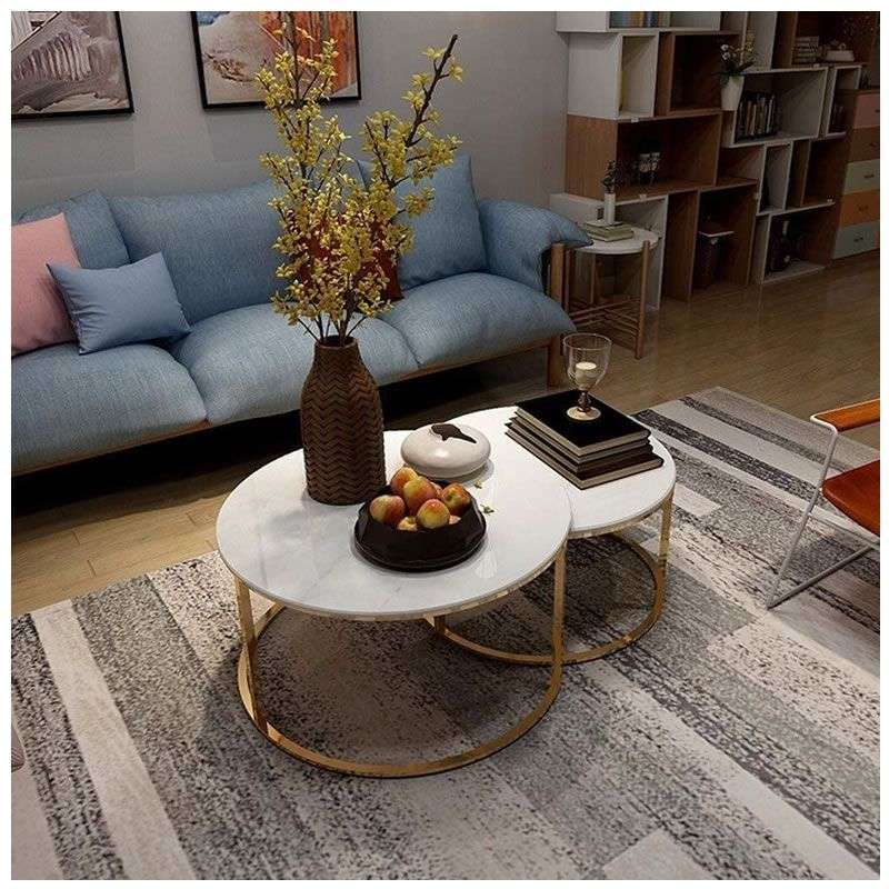 Marble Top Nesting Coffee Table - Set Of 2