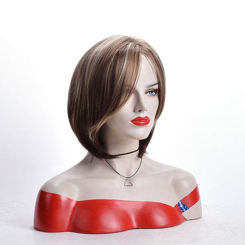 Straight Bob Wig Synthetic Heat Resistant Side Part Wig