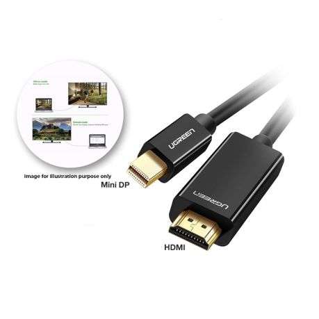 Ugreen - Mini DisplayPort Male to 4K@30Hz HDMI Cable 1.5m - Black - Ugreen - Mini DisplayPort Mal...