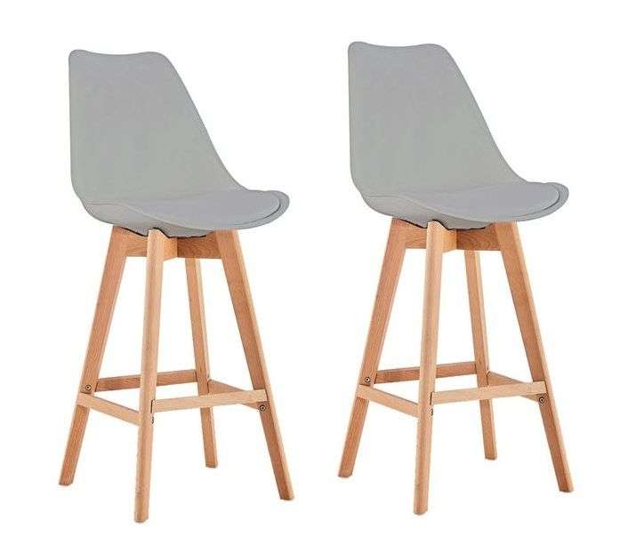 Modern And Stylish Padded Bar Stool-2 Pack - Grey