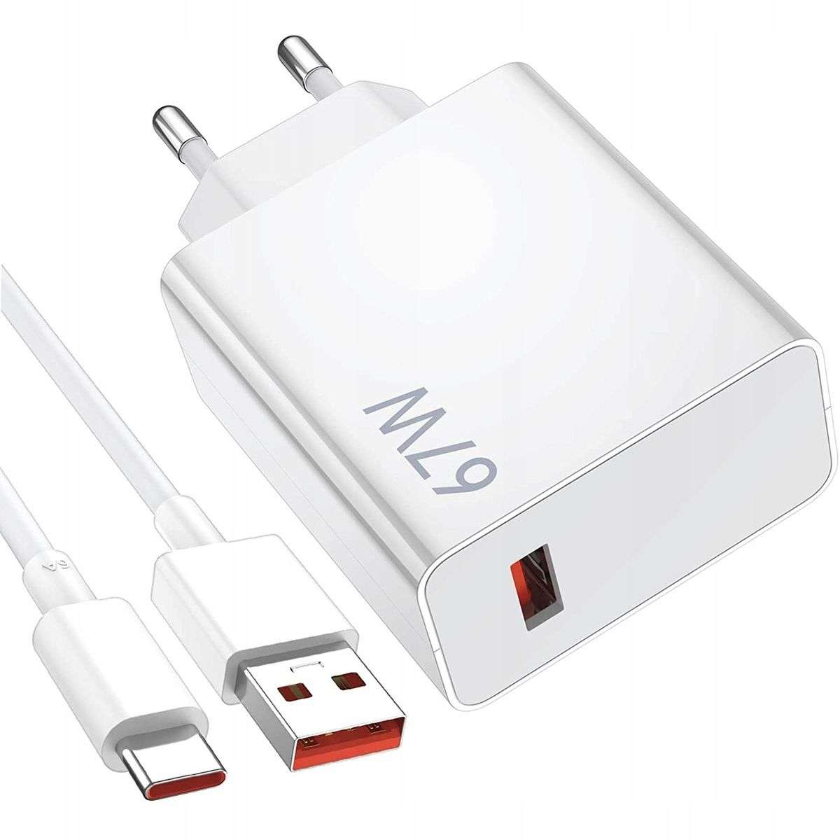 67W Type-C Fast Charger with USB-A Cable |& QC 3.0 Wall Adapter for Mobiles