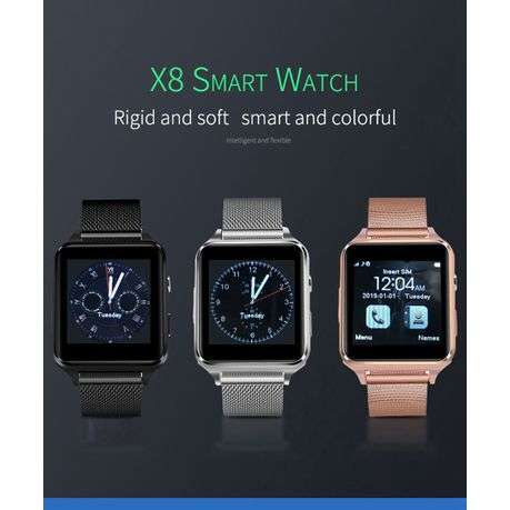 Techme X8 GSM Smart Watch compatible with Android or iOS Black - Open Box