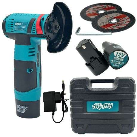 Al&Afa 3" 12V Rechargeable Angle Grinder With 2 Batteries, 2 Discs & Case