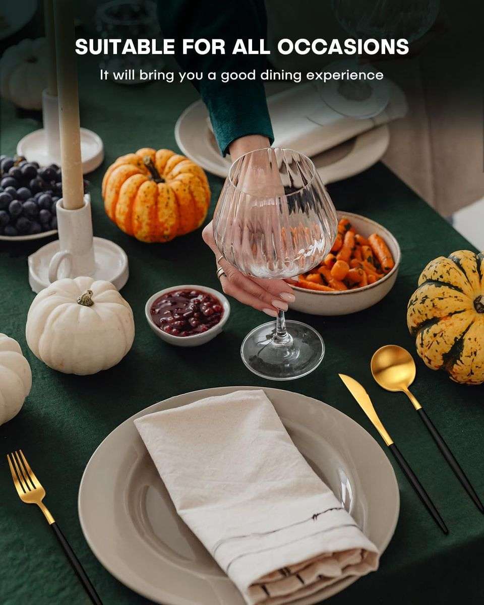 Jane Becker 24-Piece Stainless Steel Cutlery Set - Premium Quality - Black & Gold