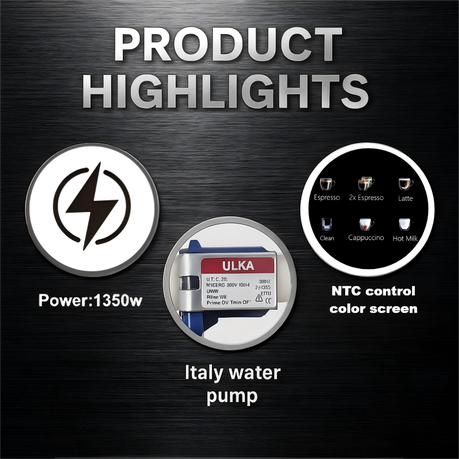 MDMV 20Bar Touch Control Espresso Machine - ULKA Pump, Auto Milk Frother