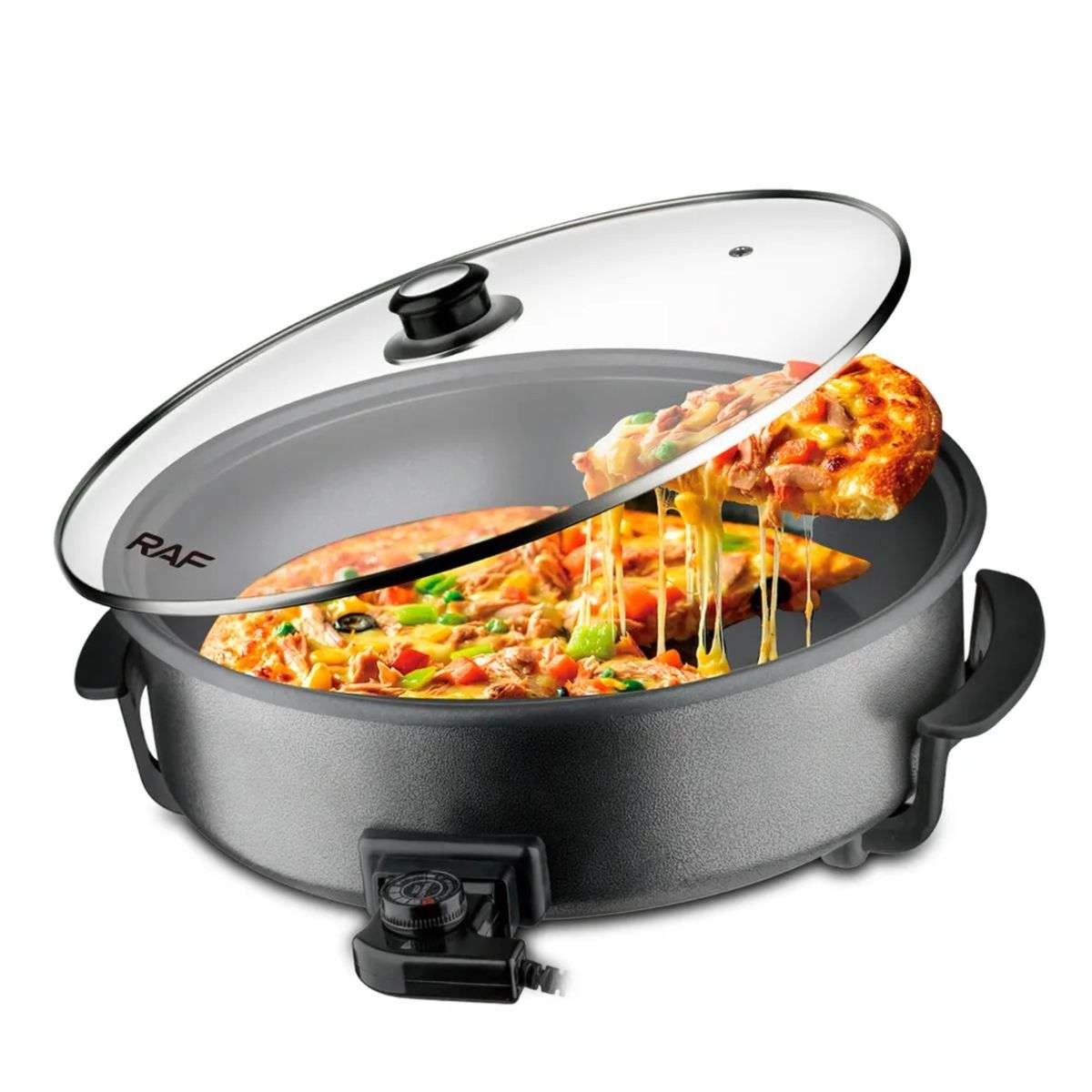Black Non-Stick Electric Pizza Pan - 1500W