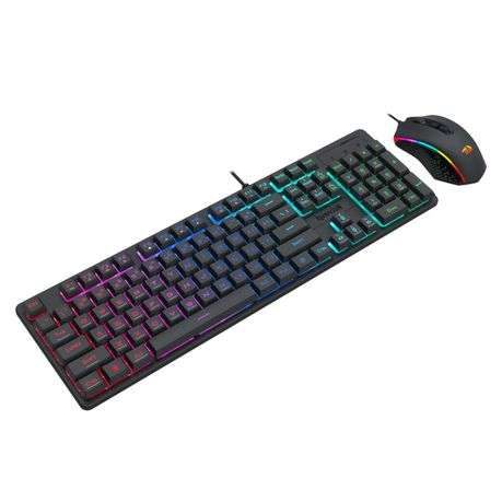Redragon - S107 RGB Gaming Essentials Wired Gaming Keyboard and Mouse Bundle - Redragon - S107 RG...