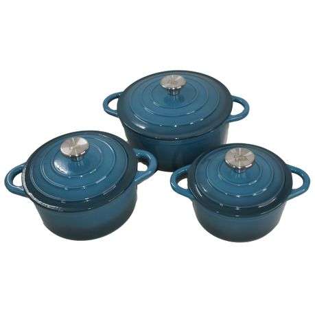 LMA 7 Piece Cast Iron Dutch Oven Cookware Set - Teal (PLEASE READ DESCRIPTION)