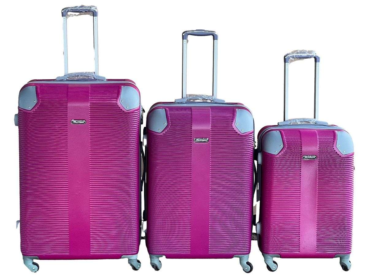 3 Piece Luggage Set-Light Weight Suitcase - Dark Pink