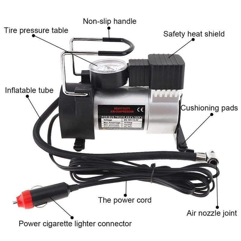 Portable Air Pump Kit With Tyre Repair Kit-EJC