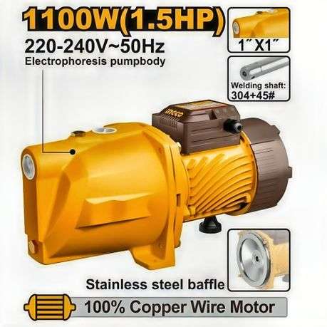 Ingco - Self-Pumping Jet Pump - 1100W(1.5HP) - Ingco - Self-Pumping Jet Pump - 1100W(1.5HP)
