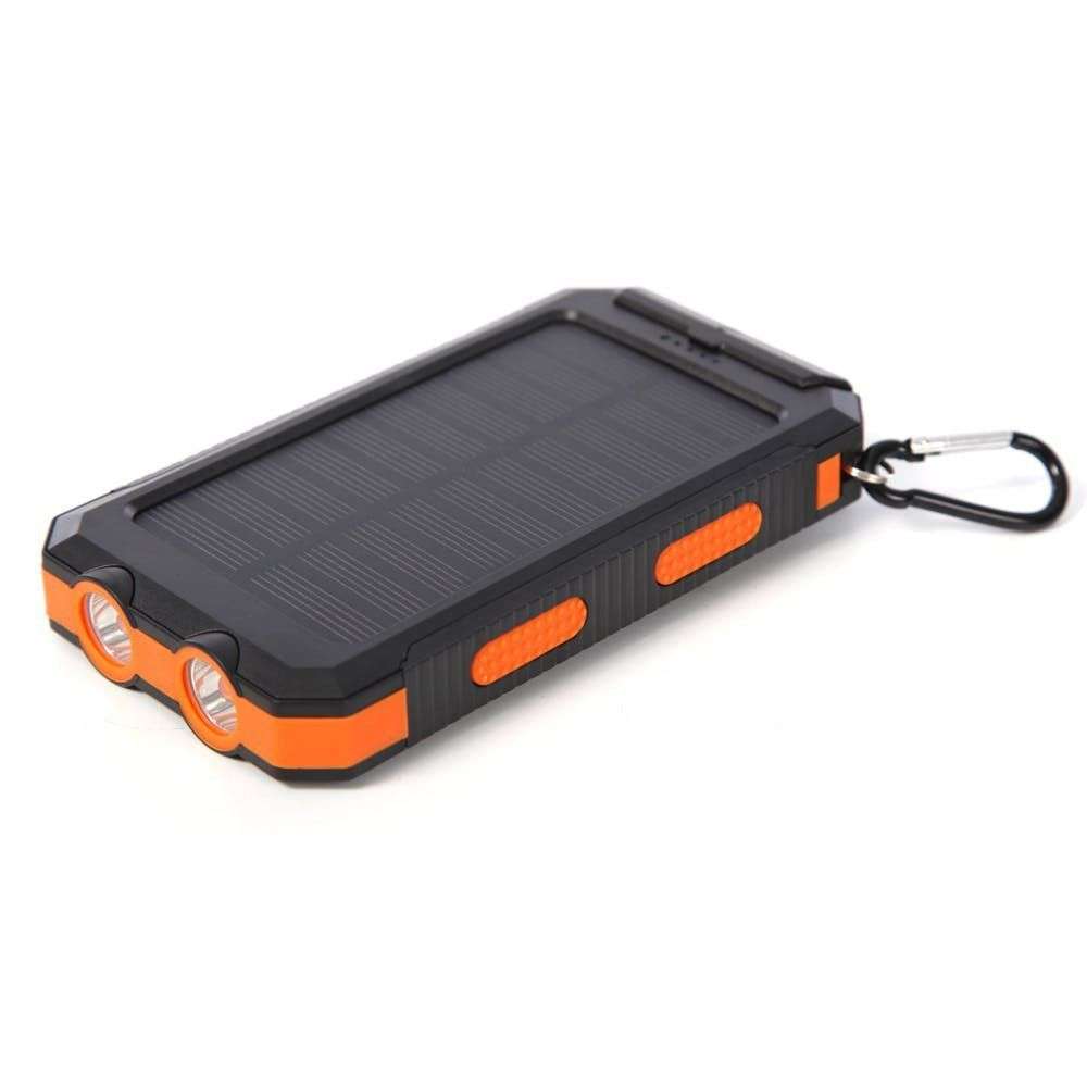 13000mAh Solar Powered Power Bank - Dual USB Output & Flashlight - Blue