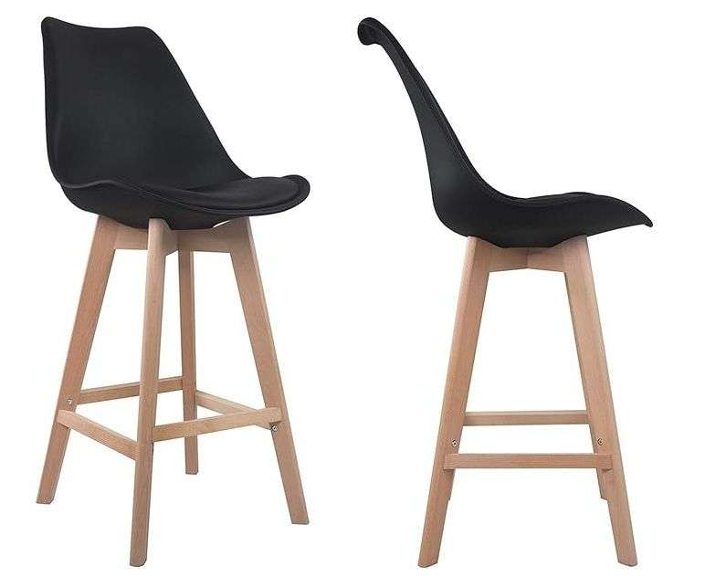 Modern And Stylish Padded Bar Stool - 2 Pack - Black