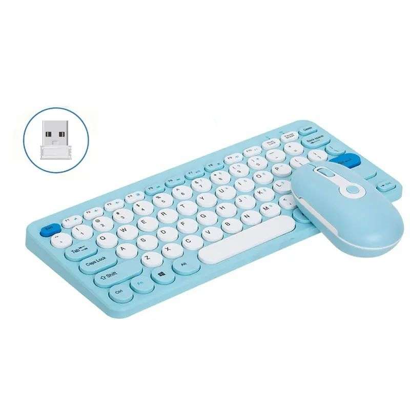 Open box Mini Wireless Keyboard and Mouse Set - Blue, White