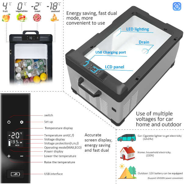 Alpicool 40L Portable Refrigerator Car Freezer Car Fridge