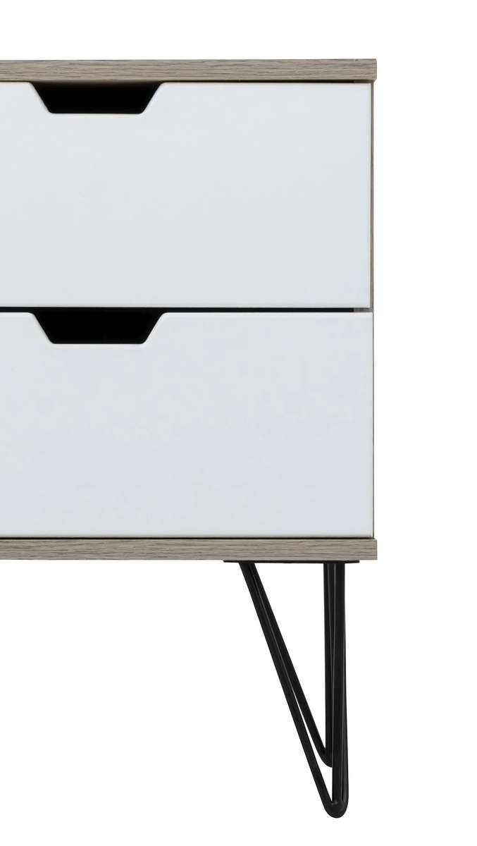 2 Draw Pedestal Engineered Wood Bedside Table - 2 Pack - White