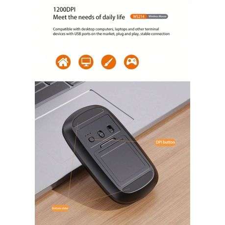 Lenovo Lecoo - WS214 - 2.4G Slim Portable 1200 DPI Wireless Mouse - Black