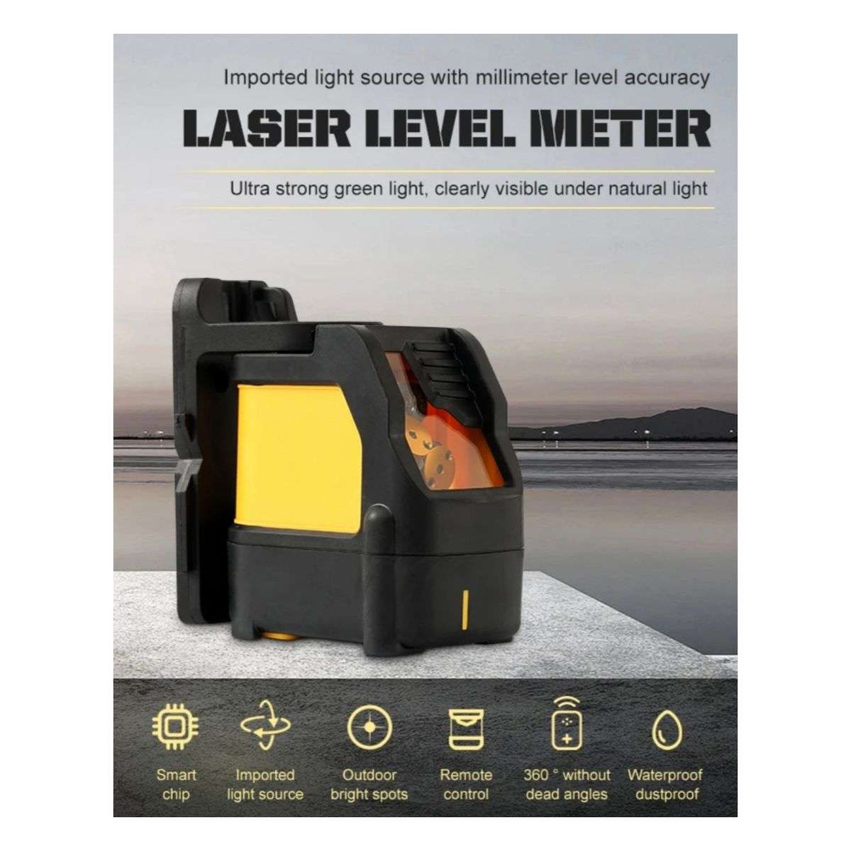 0-15m Compact Self-Leveling Laser Line With Case 3 Batteries & Work Gloves