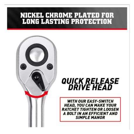 1/2 Inch Rotating-Handle Socket Ratchet Wrench