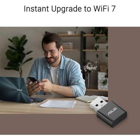 Asus - Tri-band Wi-Fi 7 Nano USB Adapter - Bluetooth Compatible - Asus - Tri-band Wi-Fi 7 Nano US...