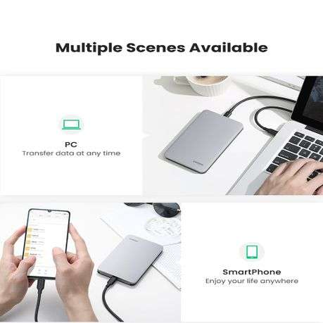 Ugreen - CM300 2.5 inch USB Type-C Hard Drive Enclosure - Silver - Ugreen - CM300 2.5 inch USB Ty...