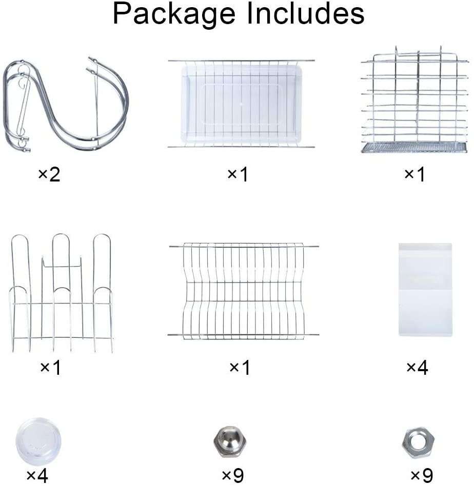 2 Tier Stainless Steel Kitchen Dish Drainer Dishes Drying Rack Organizer