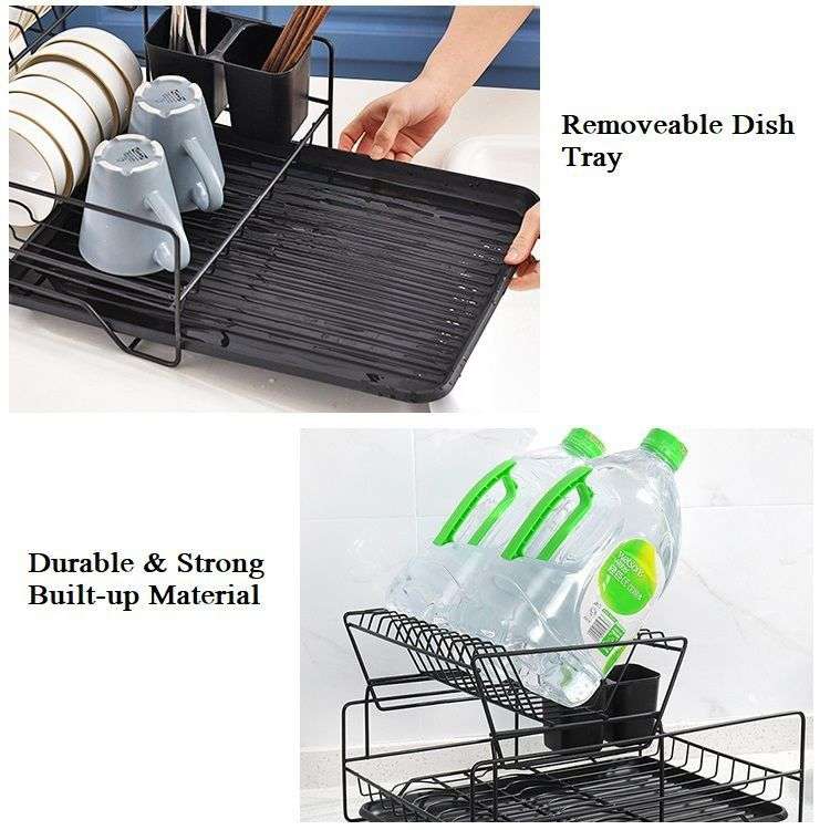Black Iron Double Layer Dish Rack
