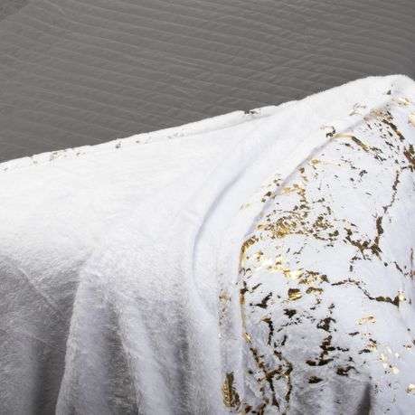 FLEECEX Metallic Plush Fleece Warm Winter Lightweight Blanket & Throw -150 x 200 cm - White