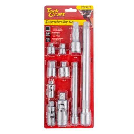 Tork Craft - Adaptor and Extension Set - (1/2", 1/4", 3/8") - 10 Pieces - Tork Craft - Adaptor an...
