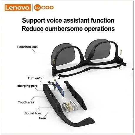 Lenovo Lecoo - C8 - UV400 Polarized Wireless BT Smart Sunglasses - Silver