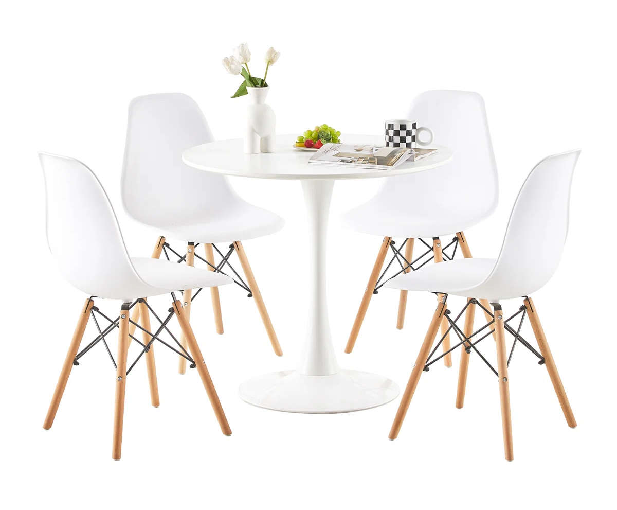 Contemporary Dining Set (Round Table + 4 Chairs)