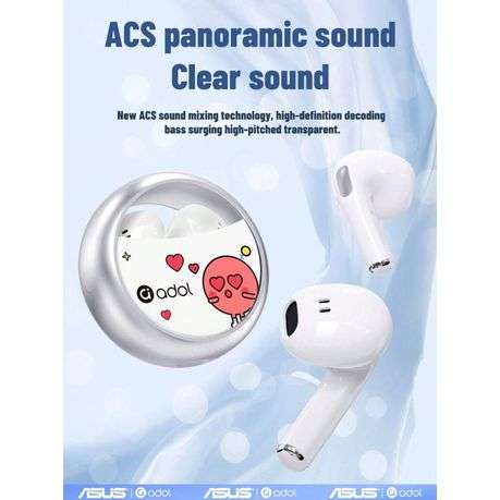 ASUS Adol- Wireless Earbuds With Rotatable Case - White