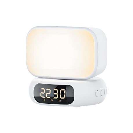 Bluetooth Speaker Alarm Clock with MP3 Player and Night Light Feature.
