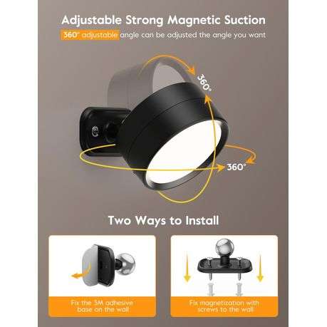 Wall-Mounted 2 Pack LED Magnetic Wall Sconce Lights, USB Rechargeable Light With Remote