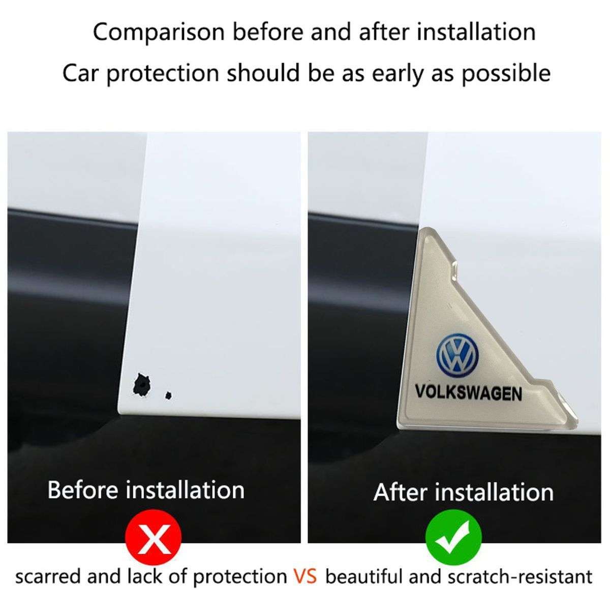 2 Piece VW Triangle Car Door Protector Cover Protector Sticker