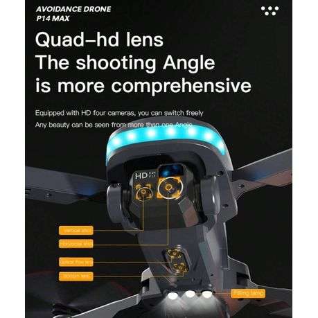 P14 MAX- Aerial Drone With Auto Return And One Key Takeoff/Landing - Black