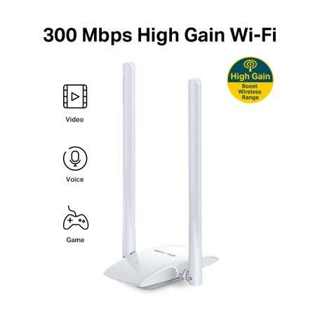 Mercusys - MW300UH 300Mbps High Gain Wireless USB Adapter with 2×5dBi Antenna - Mercusys - MW300...