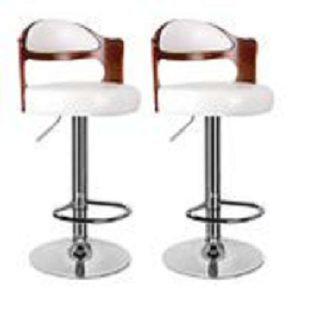 Bar & Kitchen Counter Stools - Set of 2 - Brown & Cream