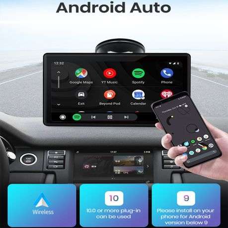 7-Inch Wireless Car Display with CarPlay, Android Auto & Bluetooth