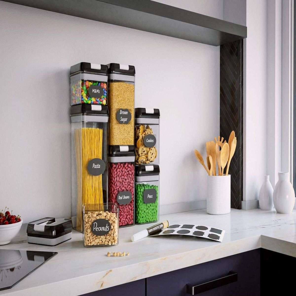 7 Pieces Of Air-Tight Sealed Food Storage Container Set - Black