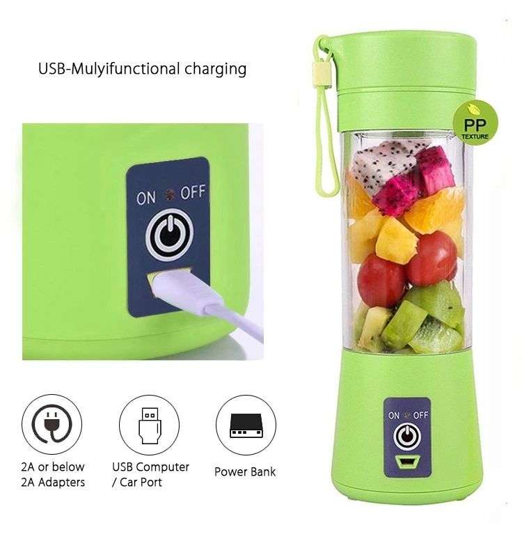 USB Rechargeable Mini Portable Electric Fruit Juicer Blender Smoothie Maker