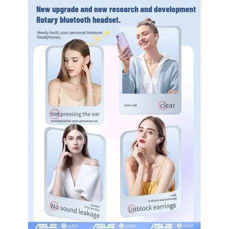 ASUS Adol- Wireless Earbuds With Rotatable Case - White