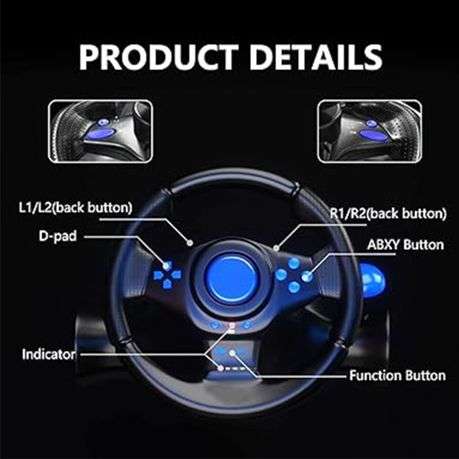 Gaming Steering Wheel With Pedals And Shifter Set 7 In 1 Racing Game Wheel