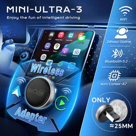 Dual-Mode Wireless CarPlay and Android Auto Connectivity Adapter - Mini