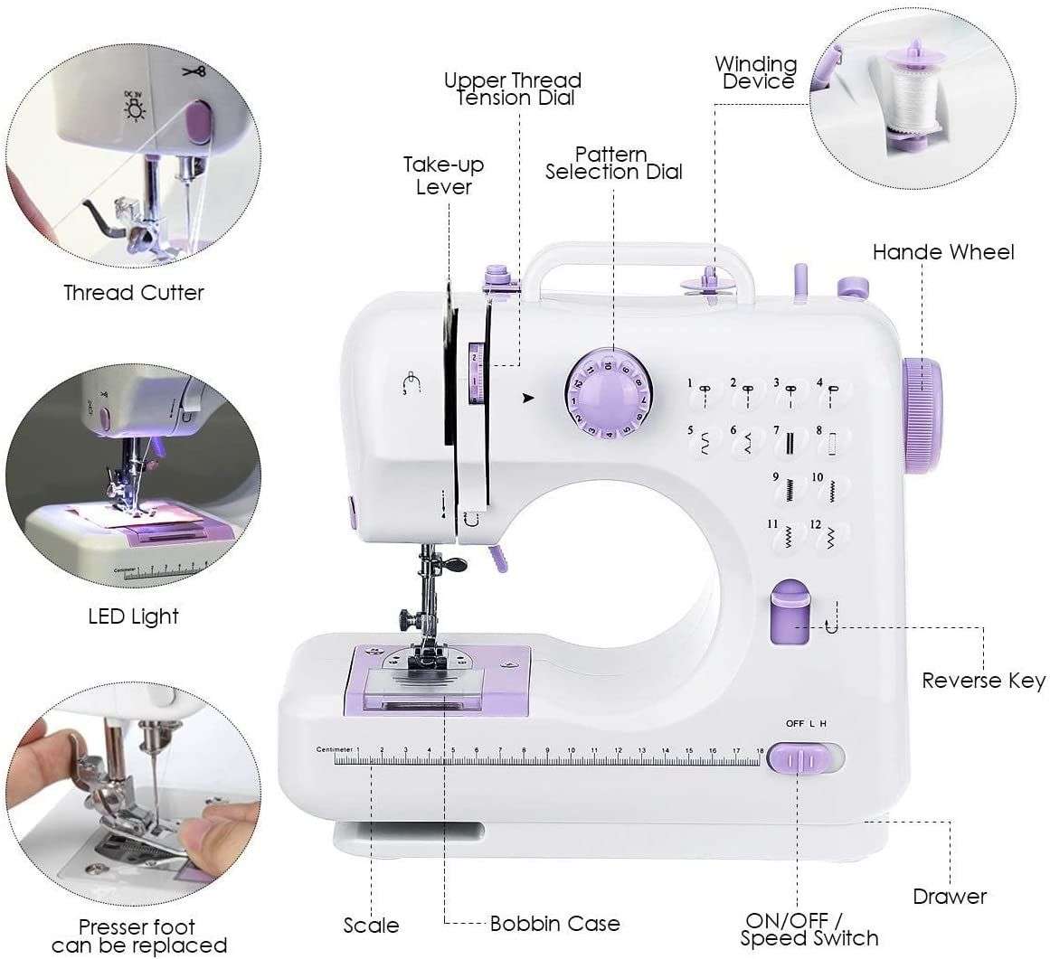 Portable Sewing Machine,12 Stitches 2 Speed Heavy Duty Sew Machine