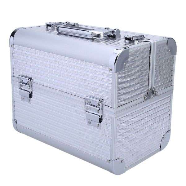 Aluminium Storage Cosmetics Makeup Case - Silver