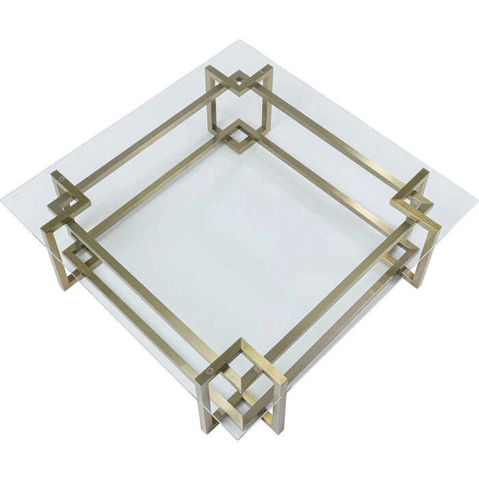 New gold square glass coffee table