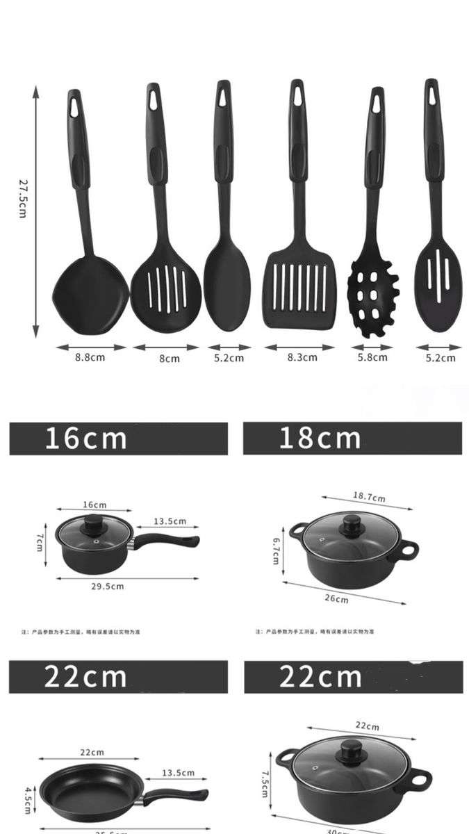 13 Piece Black Carbon Non-Stick Cookware Set